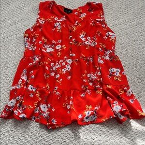 Spring Sleeveless Blouse in Rust Red